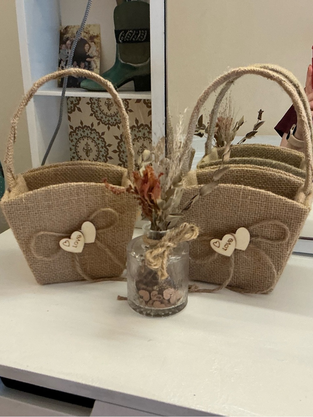 Rustic Flower Girl Baskets with hearts
